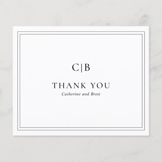 Black and White Budget Wedding Dankeschön Karte (Vorderseite)
