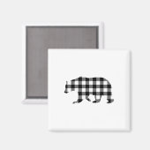 Black And White Buffalo Plaid Bear Christmas Pajam Magnet (Vorderseite/Rückseite)