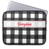 Black and White Buffalo Plaid Personalized Laptopschutzhülle (Vorderseite)