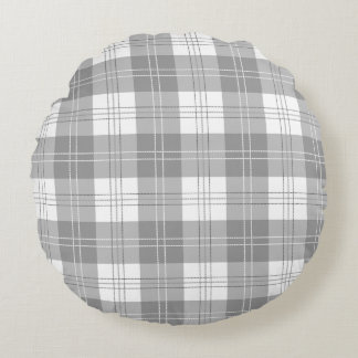 Black and White Buffalo Plaid Rundes Kissen