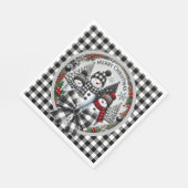 Black And White Buffalo Plaid Snowmen Paper Plate Serviette (Ecke)