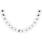 Black And White Bunnies Happy Easter Text Wimpelkette (Alle)