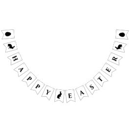 Black And White Bunnies Happy Easter Text Wimpelkette