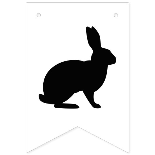 Black And White Bunnies Happy Easter Text Wimpelkette (Zweite Fahne)