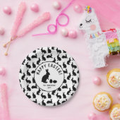 Black And White Bunny Shapes Modern Easter Pappteller (Party)