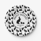 Black And White Bunny Shapes Modern Easter Pappteller (Vorderseite)