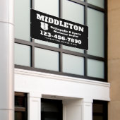 Black and White Business Banner with Logo (Äußeres Gebäude)