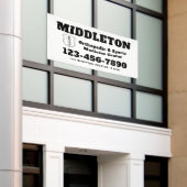 Black and White Business Banner with Logo (Äußeres Gebäude)