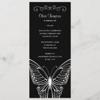 Black and White Butterfly Birthday Invitations Einladung