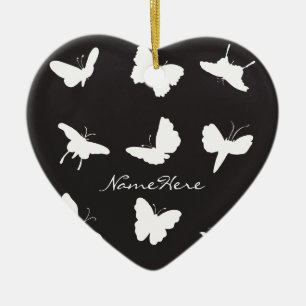 Black and White Butterfly Silhouettes Keramikornament