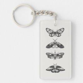 Black and White Butterfly Sketch Acrylic Keychain Schlüsselanhänger