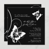 Black and White Butterfly Wedding Einladung (Vorne/Hinten)
