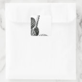 Black and White Cactus Zwart en Wit Quadratischer Aufkleber (Tasche)