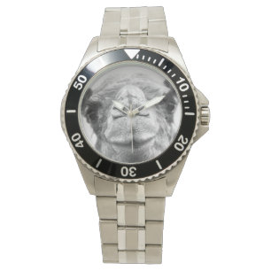 Black and White Camel Kisses Mens Foto Wristwatch Armbanduhr