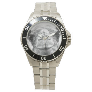 Black and White Camel Kisses Mens Foto Wristwatch Armbanduhr