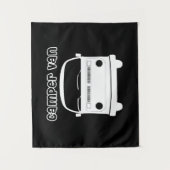 Black and White Camper Van Wall Tapestry Wandteppich (Vorderseite)