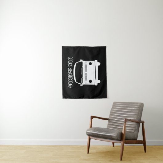 Black and White Camper Van Wall Tapestry Wandteppich (Beispiel)