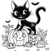 Black and White Cartoon Cat T-Shirt