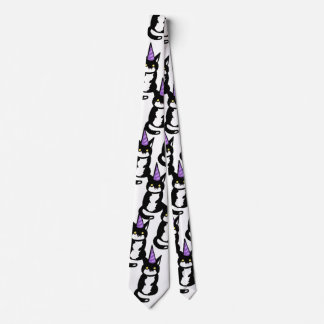 Black and White Cat Celebration Tie Krawatte