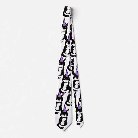 Black and White Cat Celebration Tie Krawatte (Vorderseite)