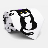 Black and White Cat Celebration Tie Krawatte (Gerollt)