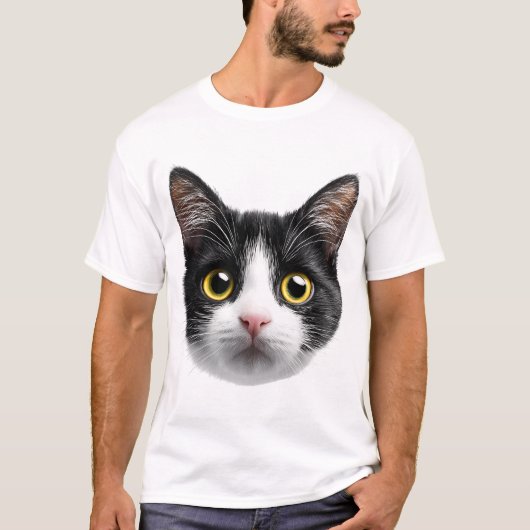 Black and White Cat Face T-Shirt (Vorderseite)
