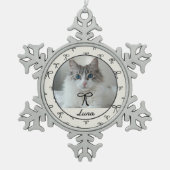 Black and White Cat Photo Snowflake Ornament (Vorderseite)