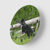 Black and White Cat Wall Clock Runde Wanduhr (Winkel)