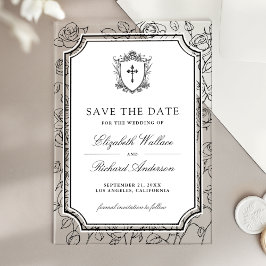 Black and White Catholic Wedding Save the Date Acryleinladungen