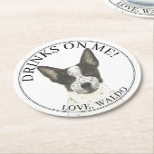 Black and White Cattledog Heeler Wedding Runder Pappuntersetzer (Angewinkelt)