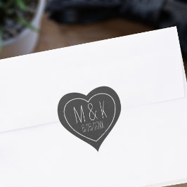Black and White Chalk Heart Wedding Stickers
