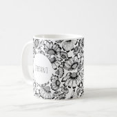 Black And White Chamomile Coffee Mug Kaffeetasse (Vorderseite Links)