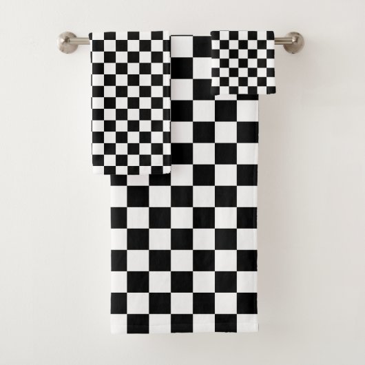 Black and white checkerboard pattern badhandtuch set (Insitu)