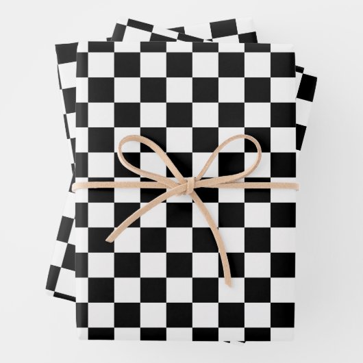 Black and white checkerboard pattern  geschenkpapier set (Beispiel)
