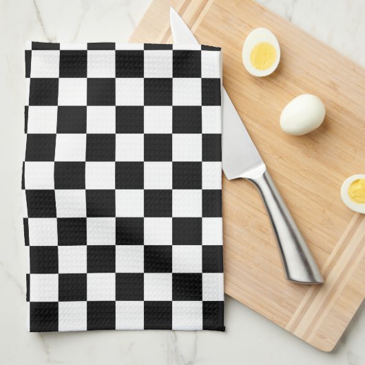 Black and white checkerboard pattern  geschirrtuch (Viertel Falte)