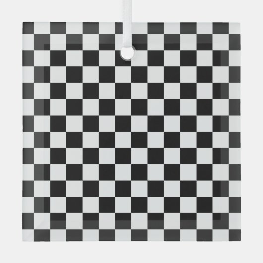 Black and white checkerboard pattern  ornament aus glas (Vorderseite)