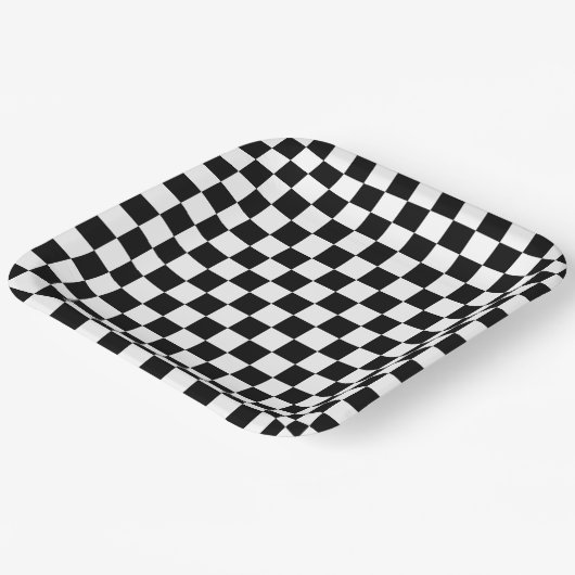 Black and white checkerboard pattern  pappteller (Gewinkelt)