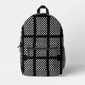 Black and White Checkered Backpack Bedruckter Rucksack (Vorderseite)