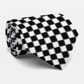 Black and White Checkered Custom Necktie Krawatte (Gerollt)