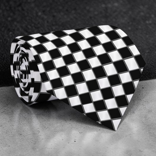 Black and White Checkered Custom Necktie Krawatte