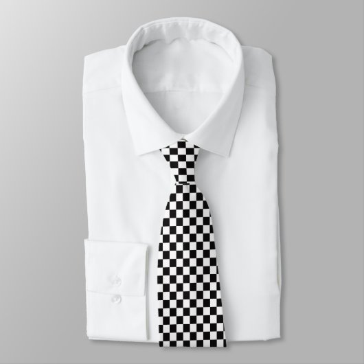 Black and White Checkered Neck Tie Krawatte (Gebunden)