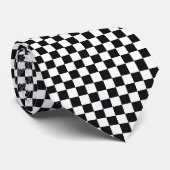 Black and White Checkered Neck Tie Krawatte (Gerollt)