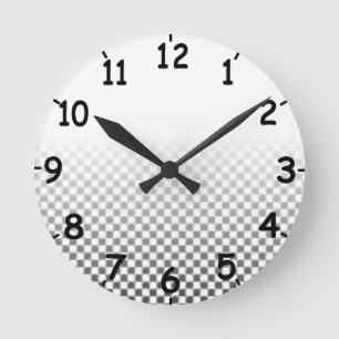 Black and White Checkered Pattern Clock Runde Wanduhr