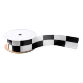 Black and White Checkered Pattern Satinband (Spule)