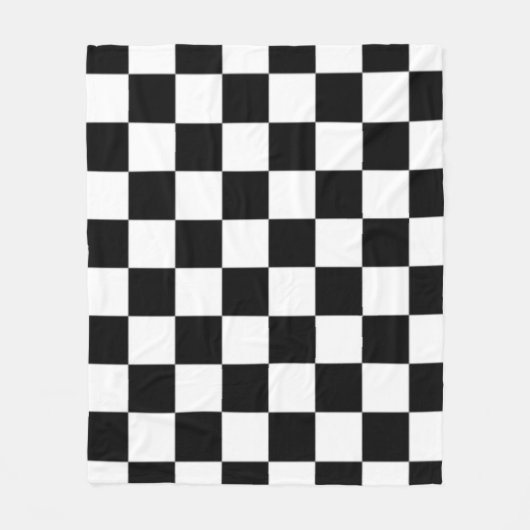 Black and White Checkered Square Pattern Fleecedecke (Vorderseite)