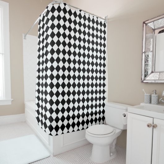 Black and White Chevron Pattern Unique Stylish Duschvorhang (Beispiel)