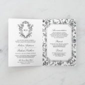 Black and White Chinoiserie Crest QR Code Wedding Einladung (Innenseite)