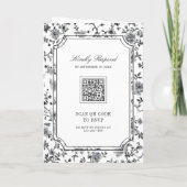 Black and White Chinoiserie Crest QR Code Wedding Einladung (Rückseite)