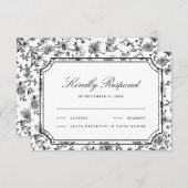 Black and White Chinoiserie Wedding RSVP Karte (Vorne/Hinten)