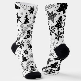 Black and White Christmas Pattern Socks  Socken